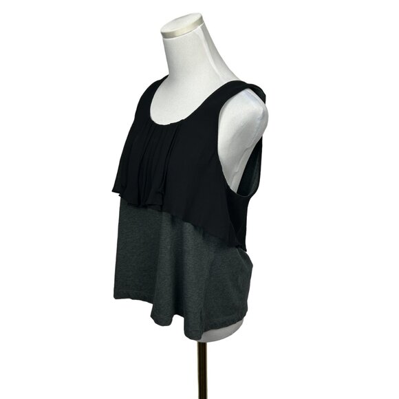 Theory Tank Top Women‎ L Blouse Black Cotton Silk Chiffon Sleeveless Saundera - Picture 2 of 12